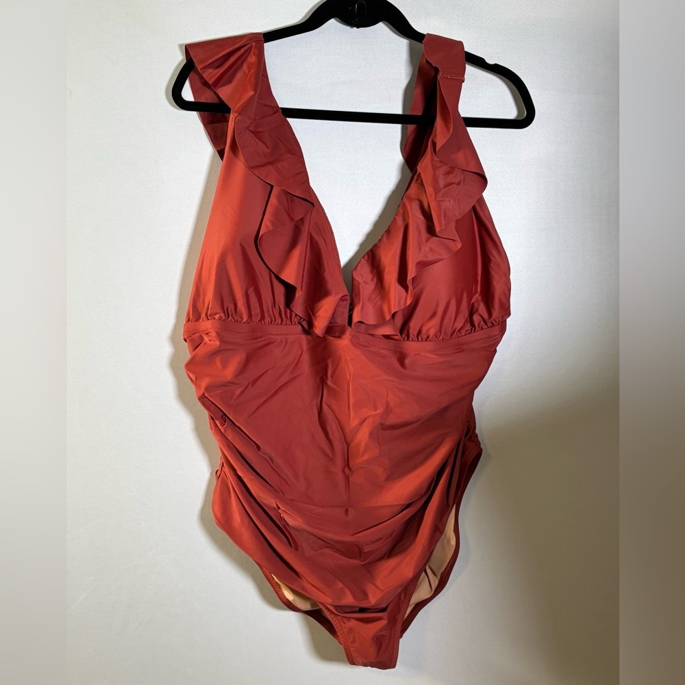 Ruffled Rust colored by J.Crew One-Piece Swimsuit Size 24